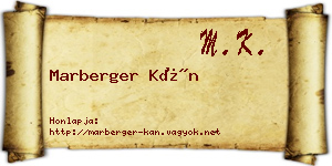 Marberger Kán névjegykártya